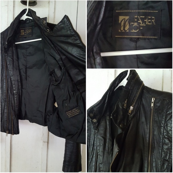 🚫SOLD🚫 80s Leather Jacket Moto Biker Motorcycle - Picture 6 of 8